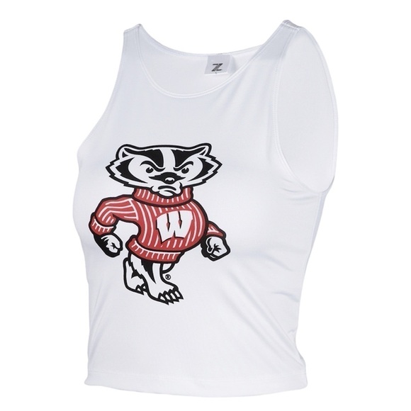 Zoozatz Bucky Badger Crop Top Tank Top with Built in Bra Size XS - Picture 2 of 9